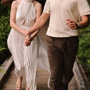 Elegant Cream Halter Dress